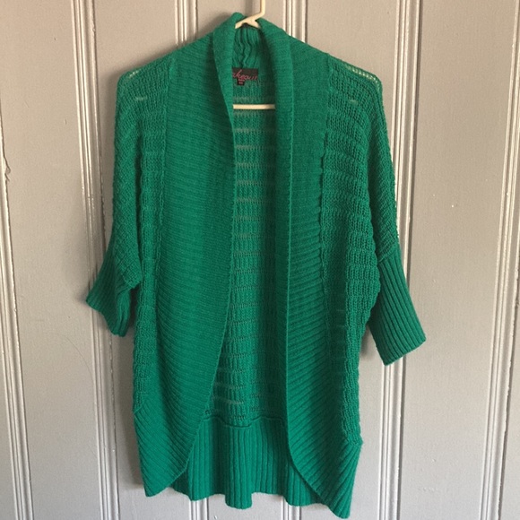 2XHP Brand NWOT Stunning Emerald Green Knit Long Duster Style Sweater OS - Picture 11 of 12
